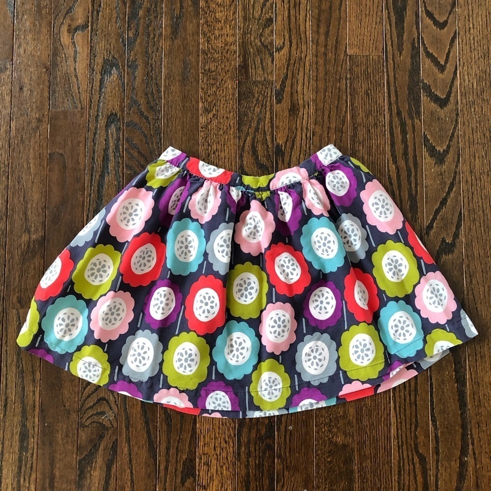 Mini Boden Girls 9-10Y Multi-Color Floral A-Line Mini Skirt w/Silk-Like Lining